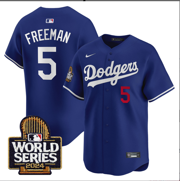 Men MLB Los Angeles Dodgers #5 Freeman blue 2024 World Series Champions Patch Limited Jersey20241105->los angeles dodgers->MLB Jersey
